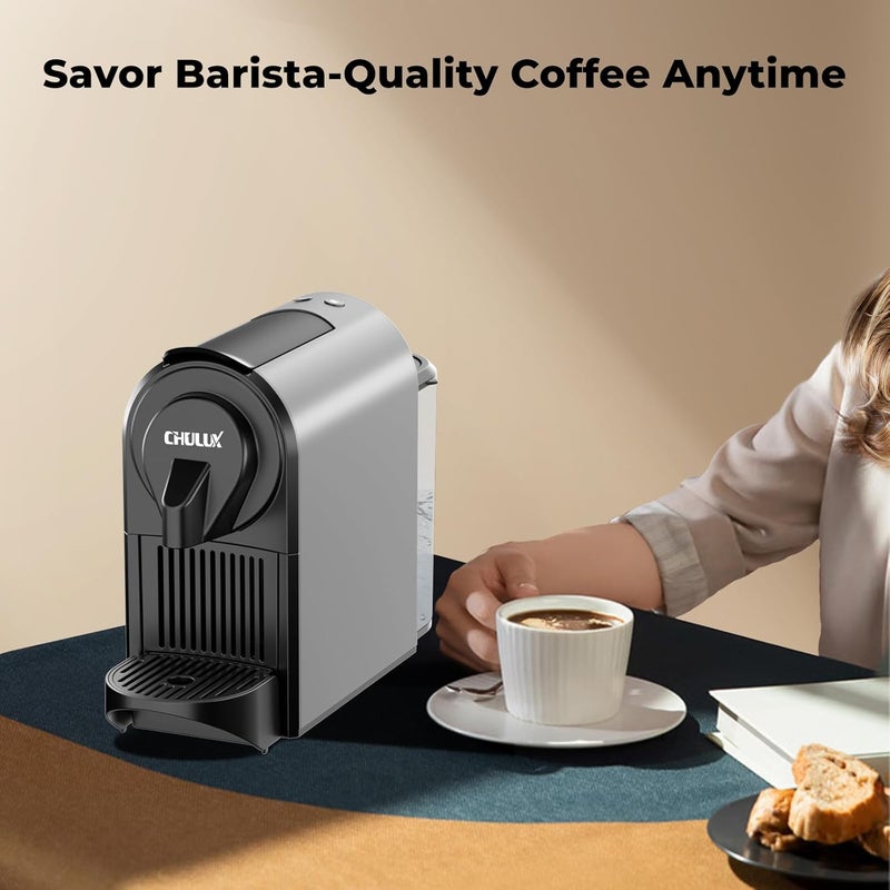 CHULUX Compact Espresso Machine, 20 Bar Single Serve Coffee Maker, Dual Brew Sizes for Espresso and Lungo, 1400W Rapid Brewing, Mystic Gray (Upgrade Model) - Image 4